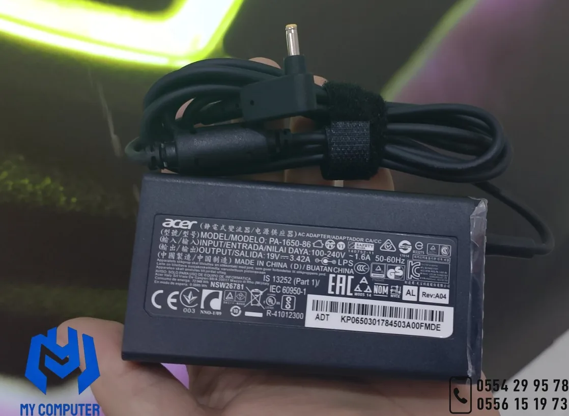Chargeur Acer Original 19V 3.42A – 65W | Connecteur 3.0 × 1.1 mm