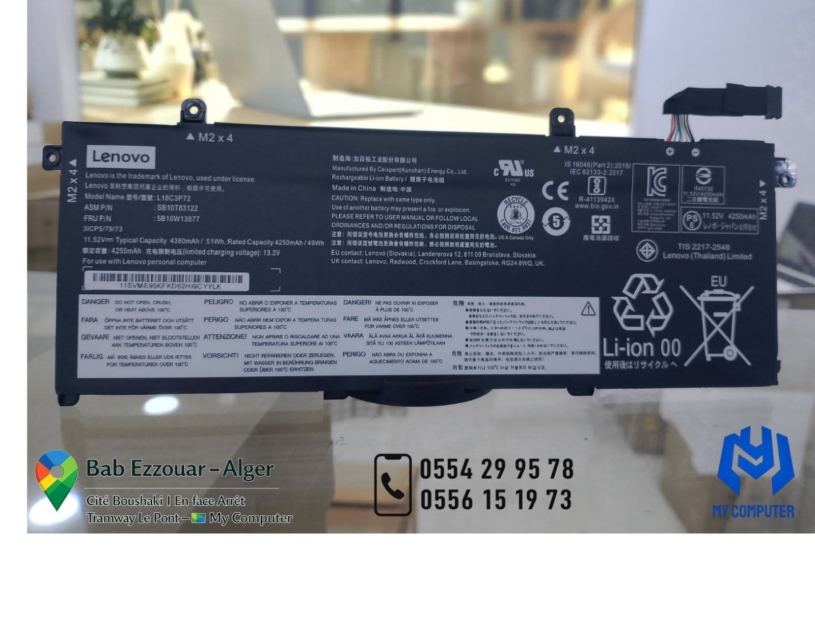 🔋 Batterie Lenovo L18C3P72 Originale – Performance & Autonomie Maximales