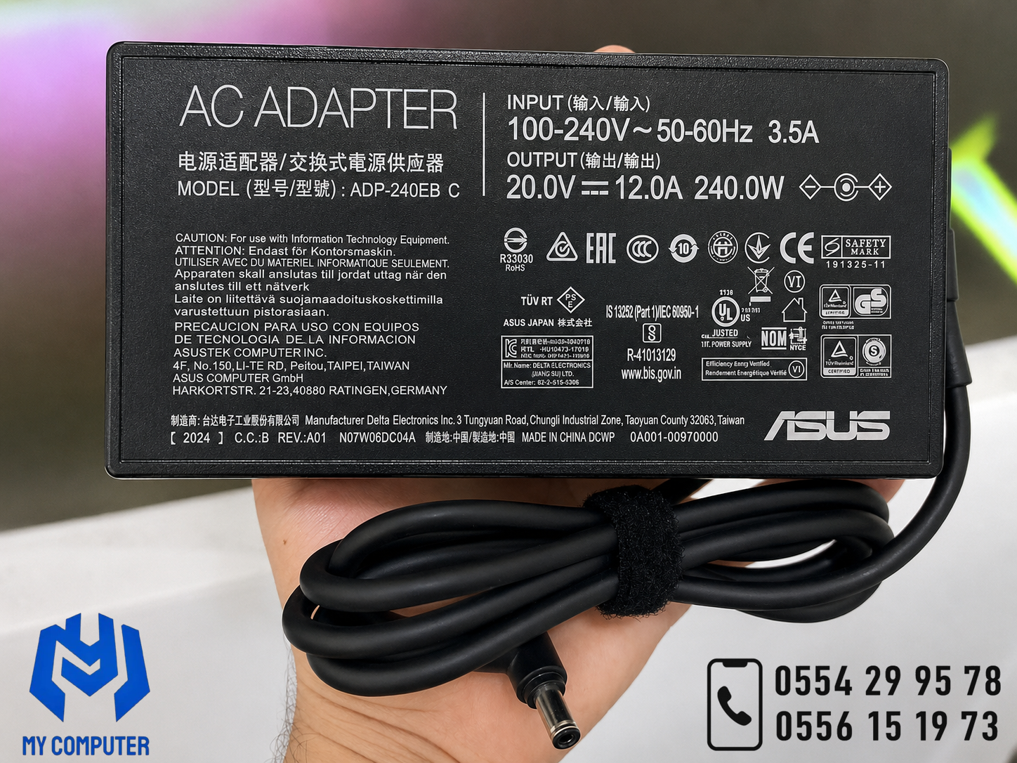 🔥 CHARGEUR ASUS ORIGINAL 240W – ADP-240EB C 🔥 ⚡ 20V ⎓ 12A – 240W 🔌 Connecteur : 6.3 × 3.0 mm